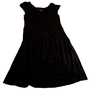 Fever Black Stretch Dress Women’s PXS Soft Rayon Blend Short Sleeve Casual Midi